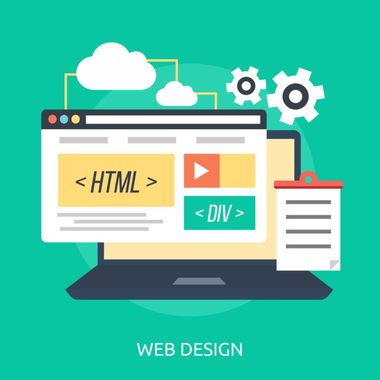 Laptop depicting HTML tags and web design