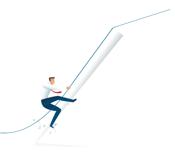 Person climbing an arrow pointing up