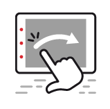 Hand pointing to a display