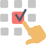 Finger pointing to checkmark