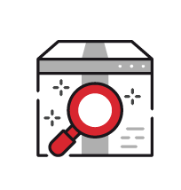 Magnifying glass over a box
