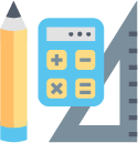 Pencil, calculator, and ruler